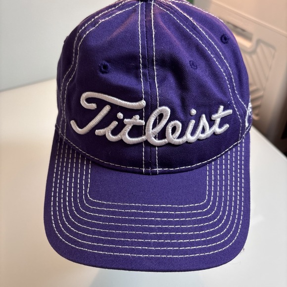 Titleist Pro V1 FJ FootJoy Purple Adjustable Strapback Golf Hat Cap Thick Stitch - Picture 1 of 13